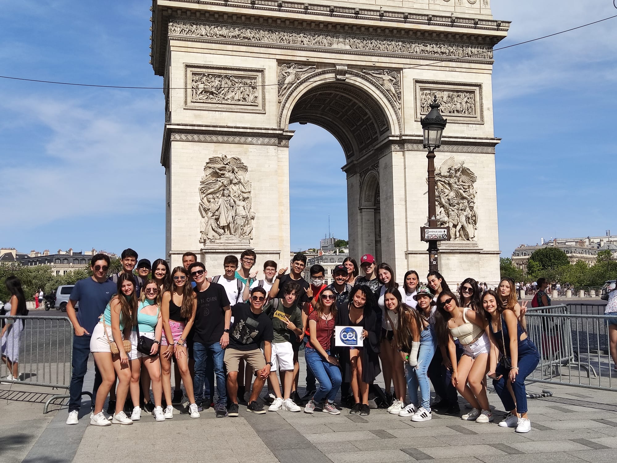 Group of international students in Paris.